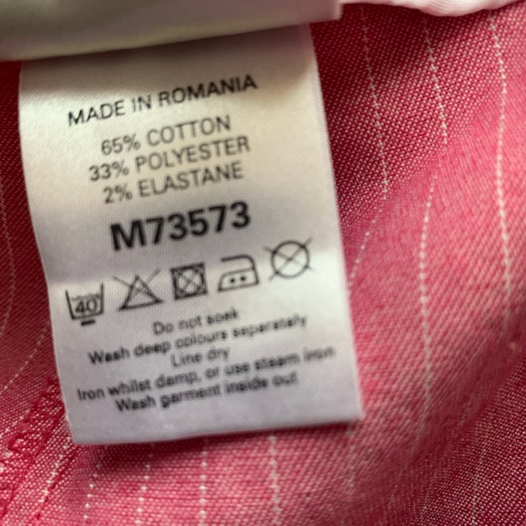 Next Capri Trousers Pink Pinstripe Cotton Blend Cuffed Hem With Pockets UK 14 - Picture 11 of 13